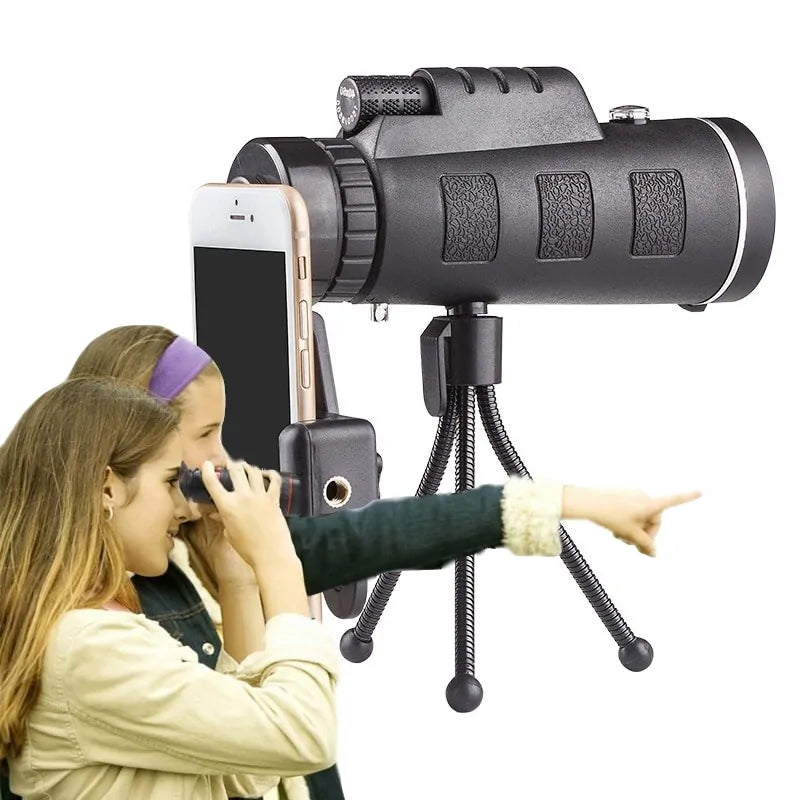 Showing mounted on a phone with tripod