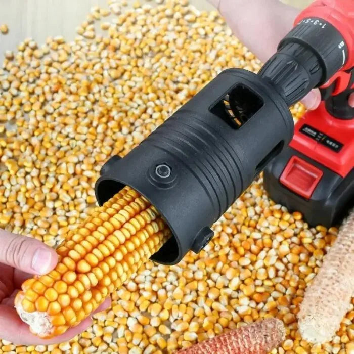 inserting a cob of corn