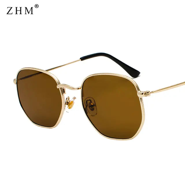 C5 sunglasses with gold frame and  brown lenses 