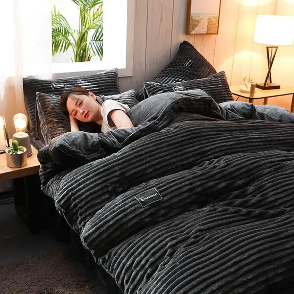 Corduroy Velvet Duvet Cover Bedding Set