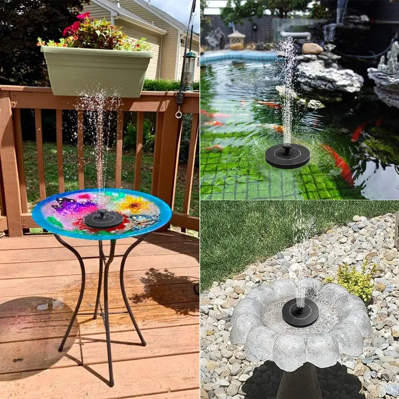 3 different views of the fountain in use