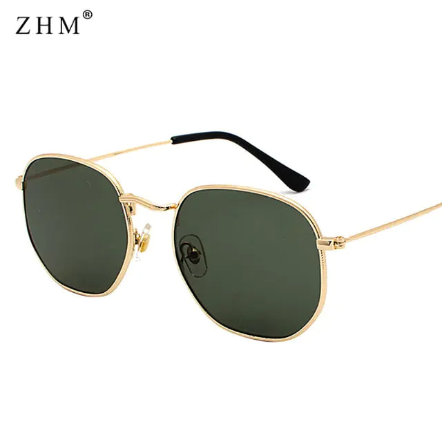 Sunglasses with gold  frame dark green  lenses