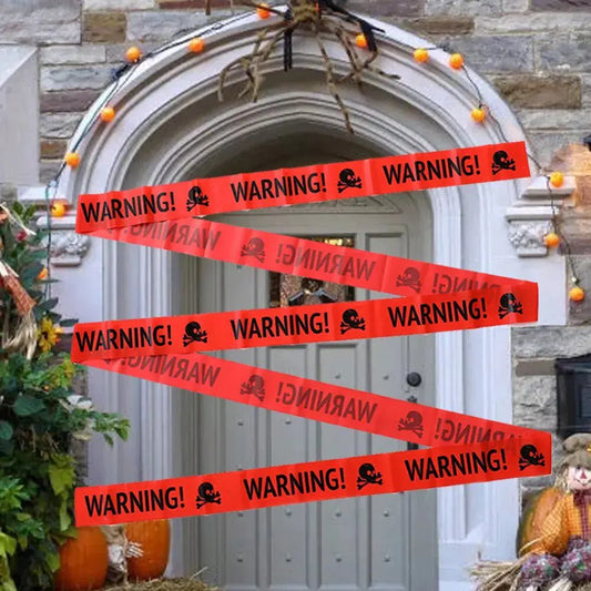 Warning tape on door