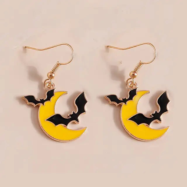 bat with moon background earrings