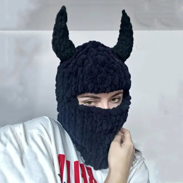 black balaclava with horns