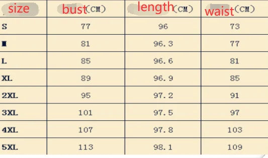 chiffon sizing chart