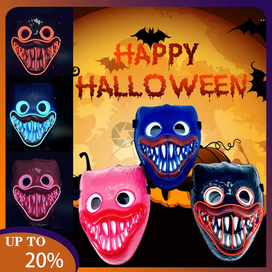 masks in front of happy halloween