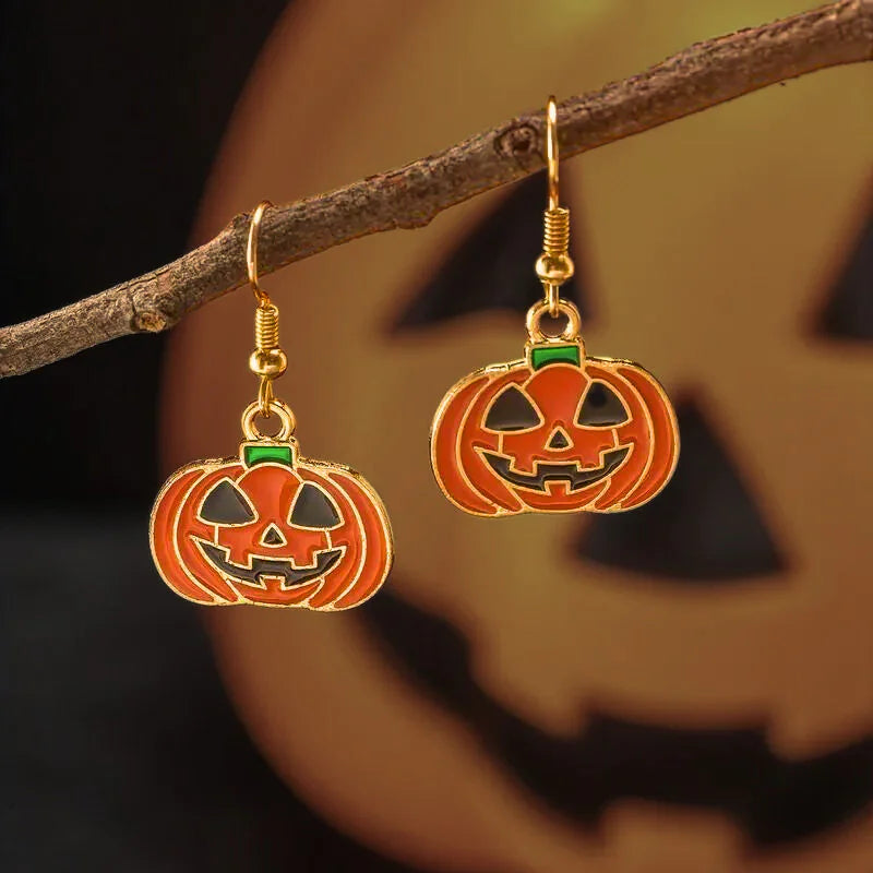 pumpkin earrings on a stick