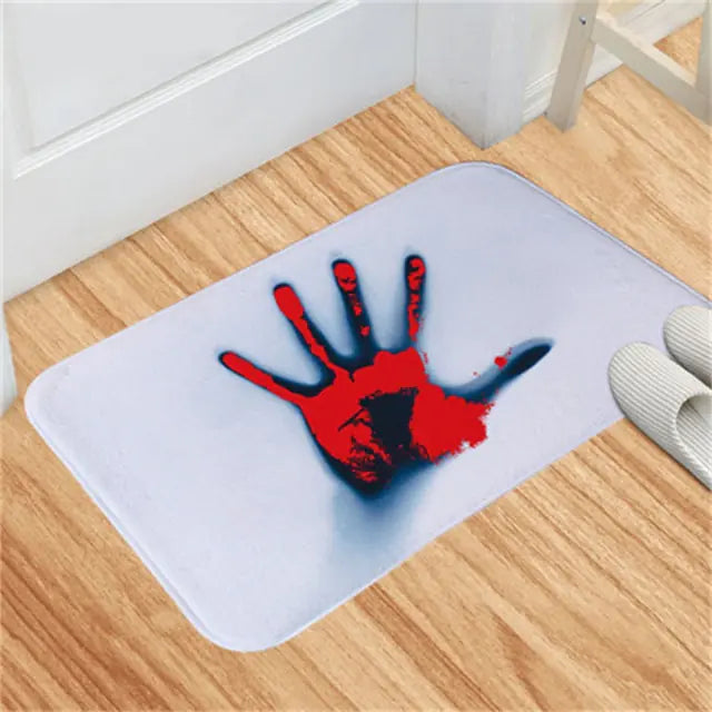 red hand print mat