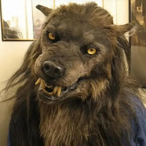 someone wearing the wolf mask