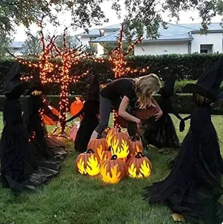 yard being decorated for Halloween