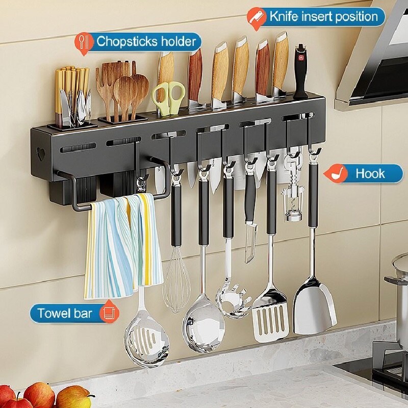 spoon and fork holder, knife holder, towel bar and hook positions